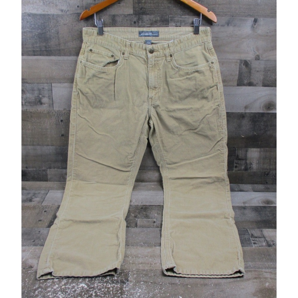 Eddie Bauer Pants Mens 34x30 Tan Corduroy Relaxed Fit Five Pocket Outdoors